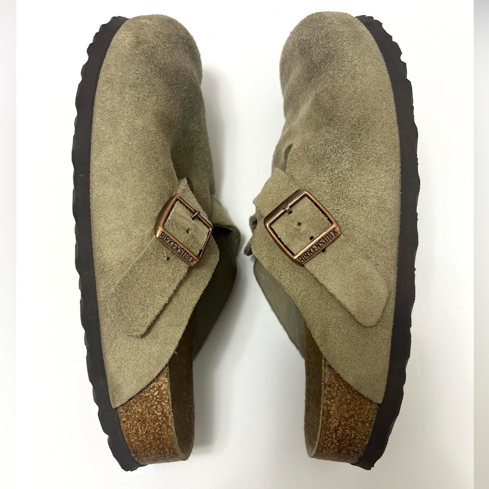 Women's Suede Slip-On Clog in Taupe - Picture 3 of 11